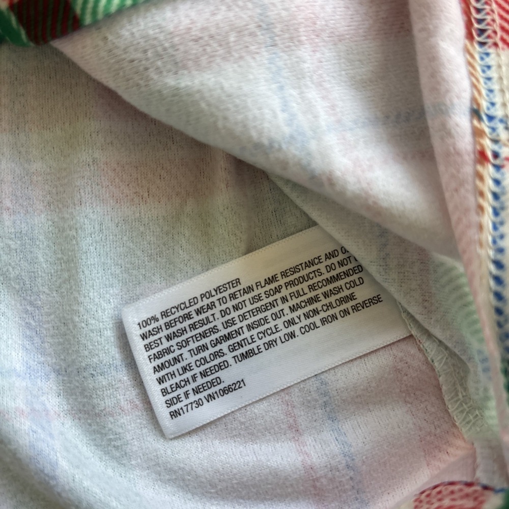 Kids 2pc Plaid Christmas Coat Pajama Set - Cat & Jack Cream Size XS 4 5 - Picture 4 of 4